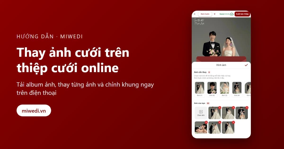 Cách thay ảnh cưới và tải album ảnh lên thiệp cưới online