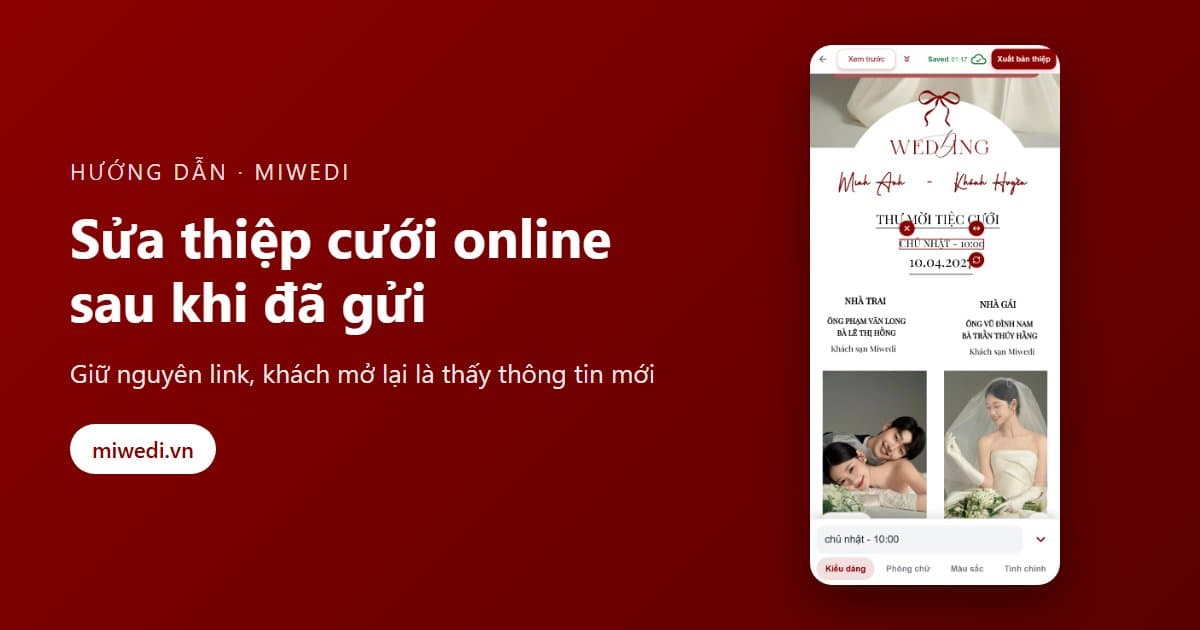 Cách sửa thông tin thiệp cưới online sau khi đã gửi cho khách