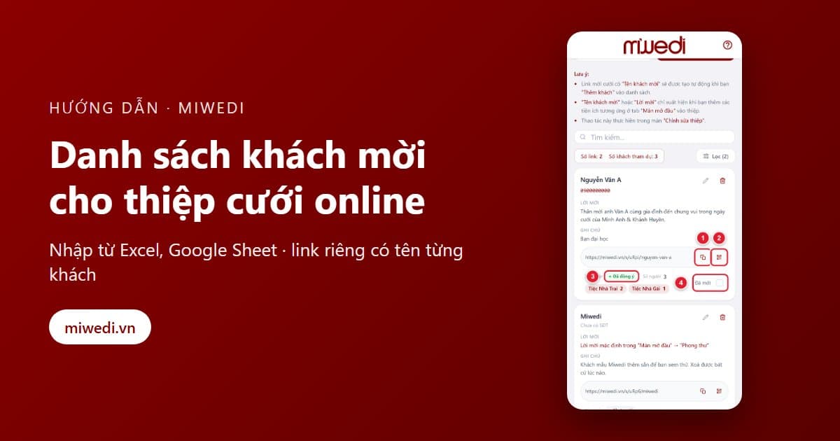Cách tạo danh sách khách mời cho thiệp cưới online từ Excel, Google Sheet