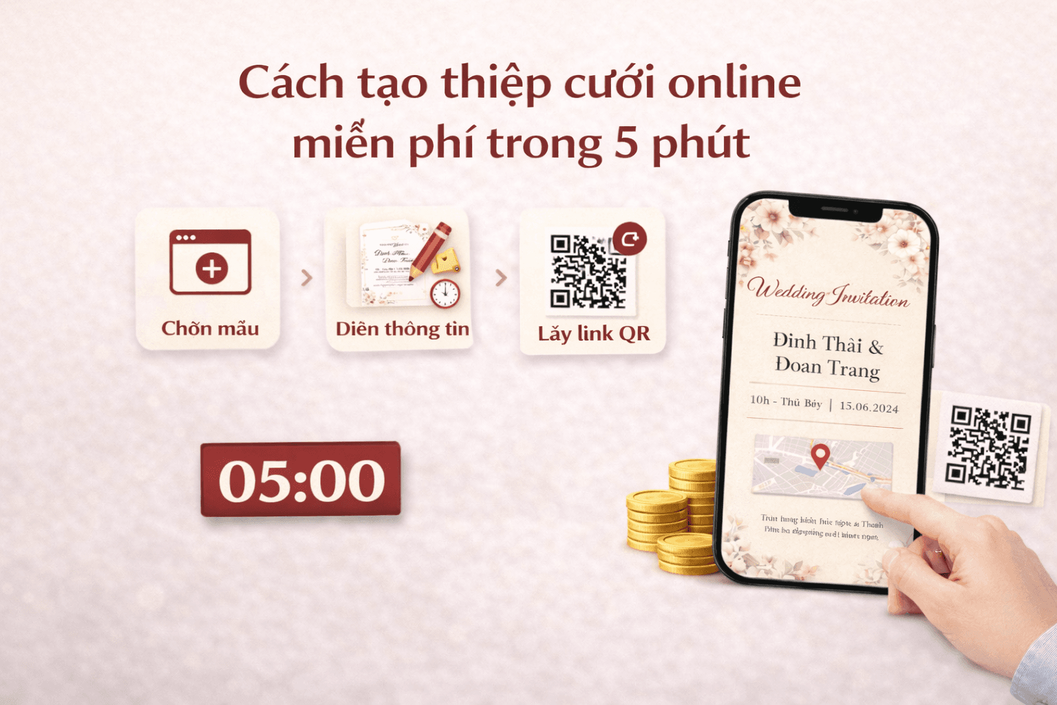 Cách tạo thiệp cưới online miễn phí trong 5 phút