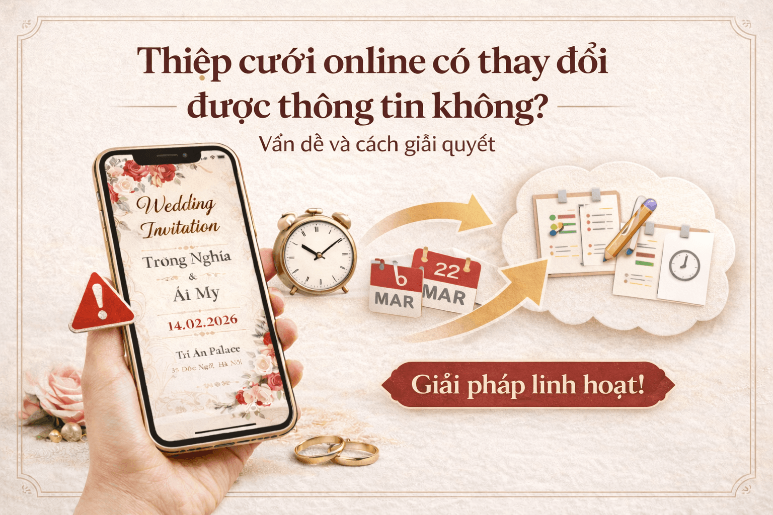 Thiệp cưới online có thay đổi được thông tin không?